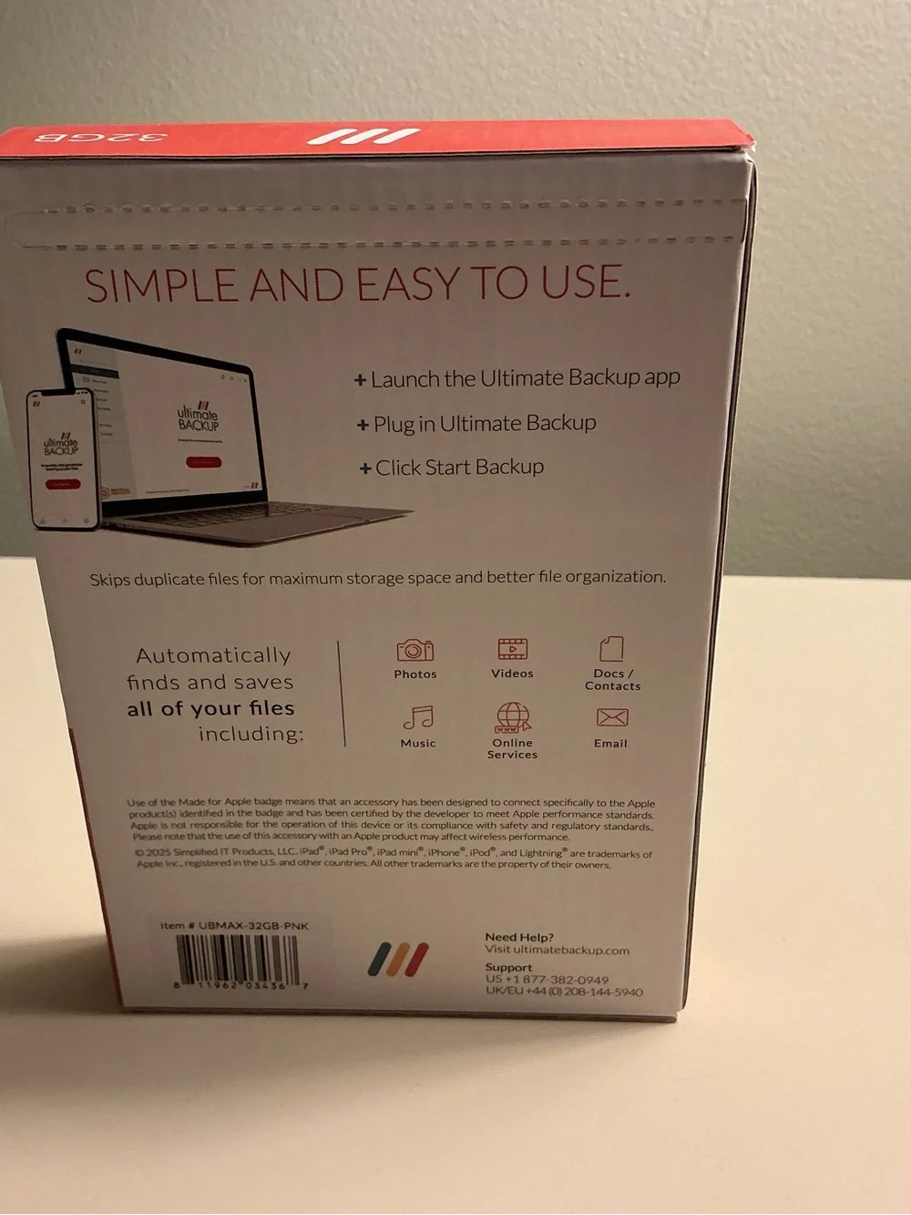 NWT! Ultimate BACKUP MAX 32GB Portable Flash Drive - Pink
